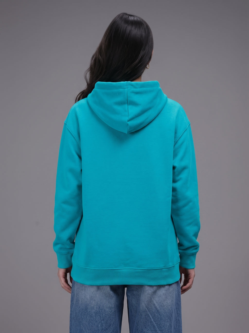 Smiley Oversized Hoodie – Cyan
