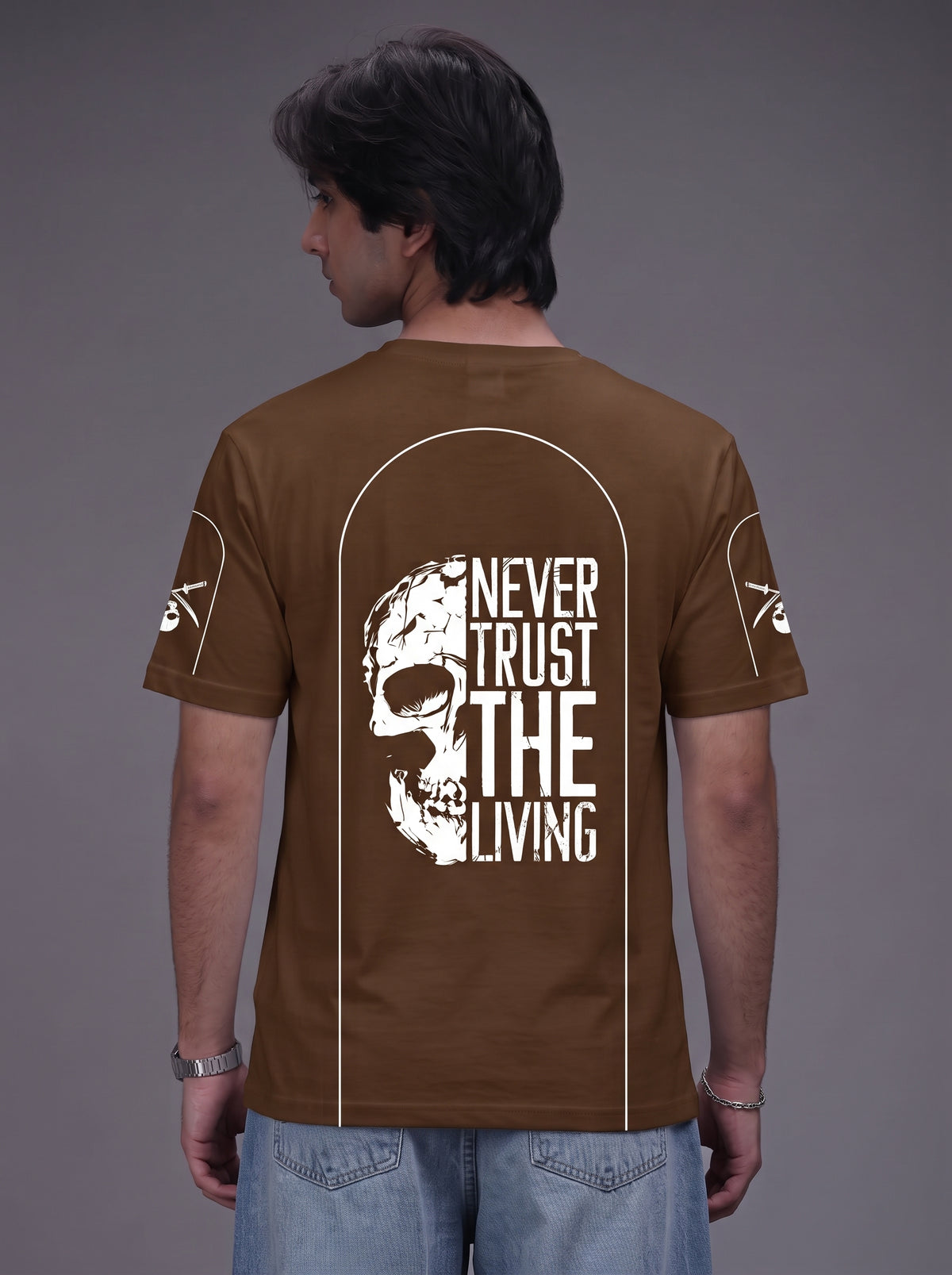 Unisex| T-Shirt Dark Brown| Terry Fabric