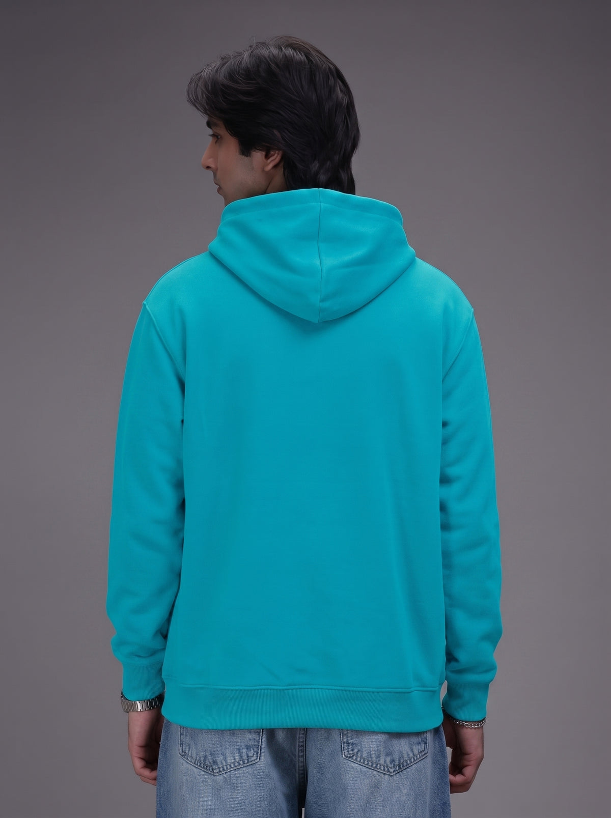 Smiley Oversized Hoodie – Cyan