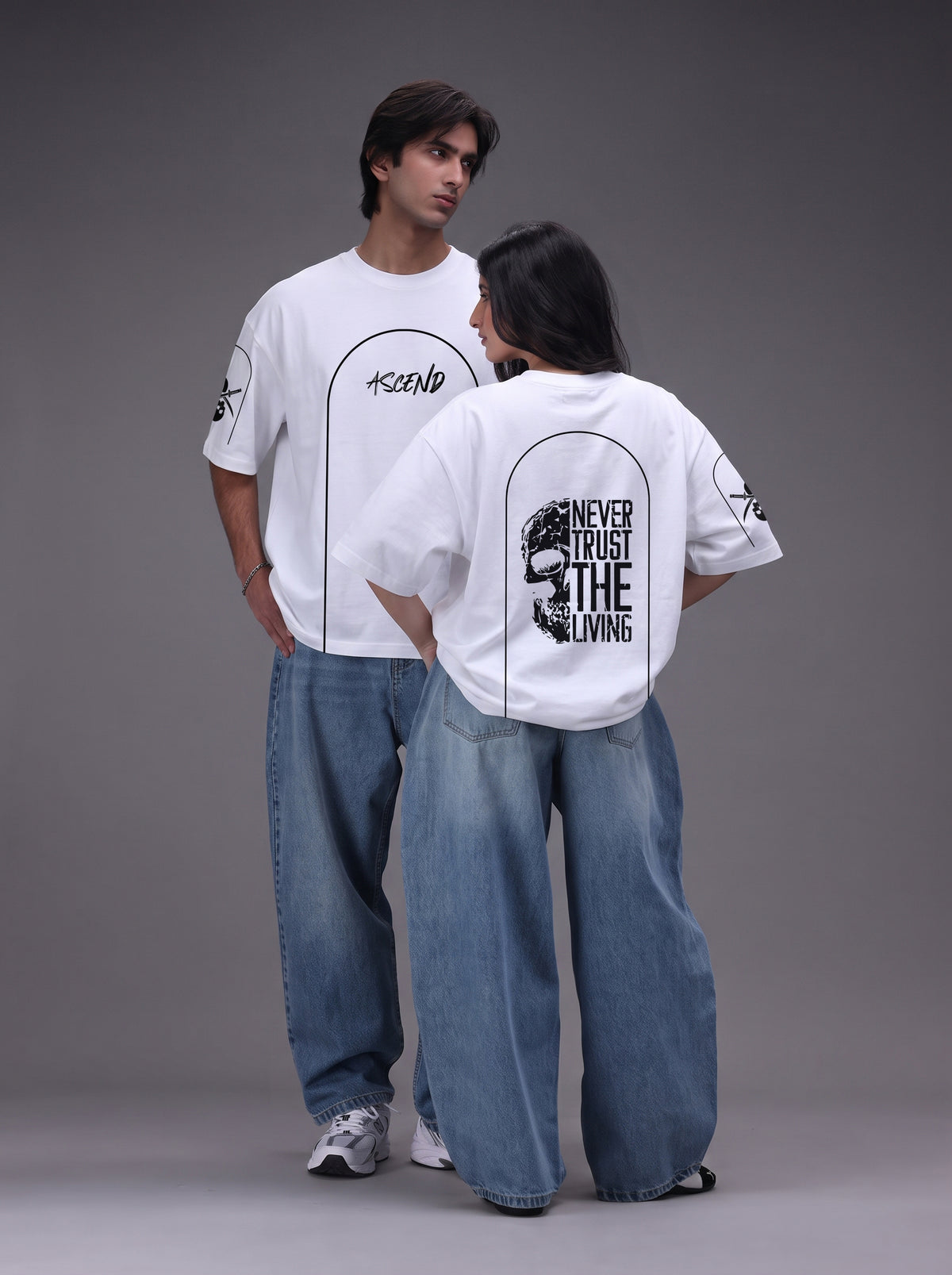 ACCEND "Never Trust The Living" Oversized Graphic Tee Combo (Pack of 3)