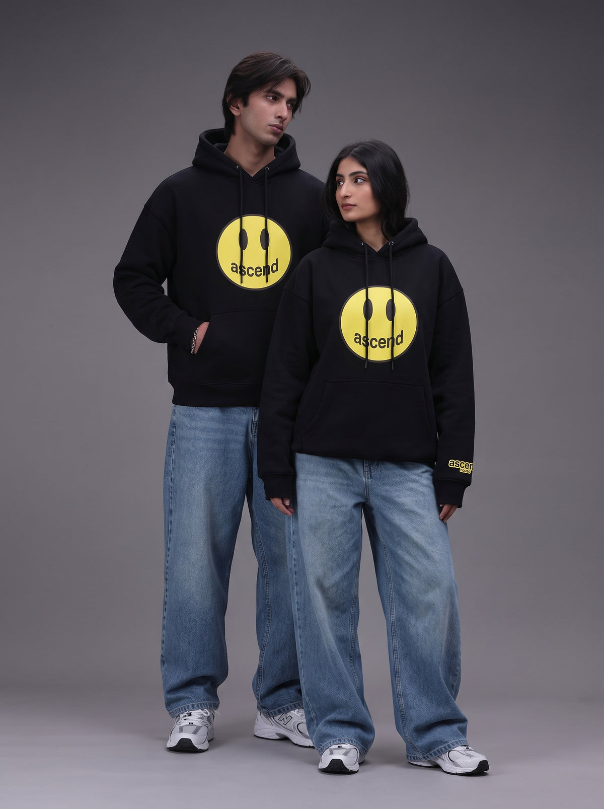 Ascend Signature Smiley Oversized Hoodie – Black
