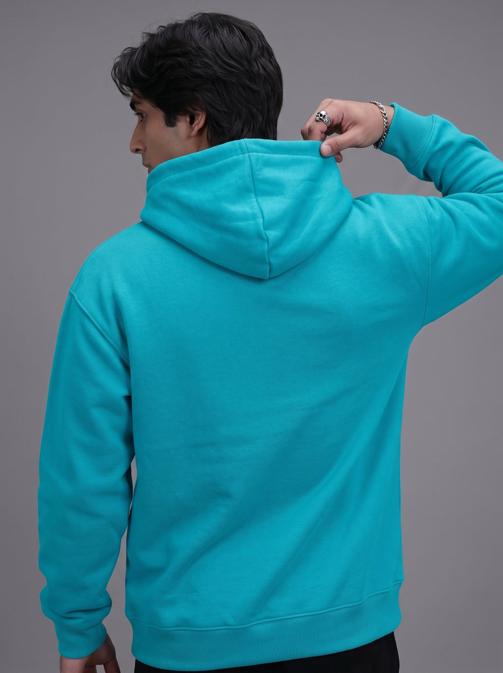Smiley Oversized Hoodie – Cyan