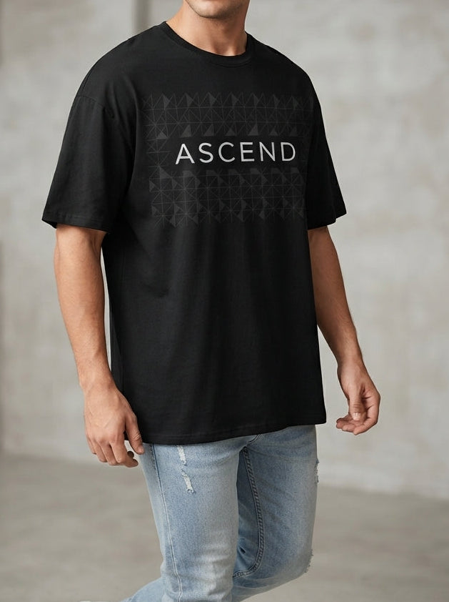 ASCEND| Geometric Grid Oversized T-Shirt |