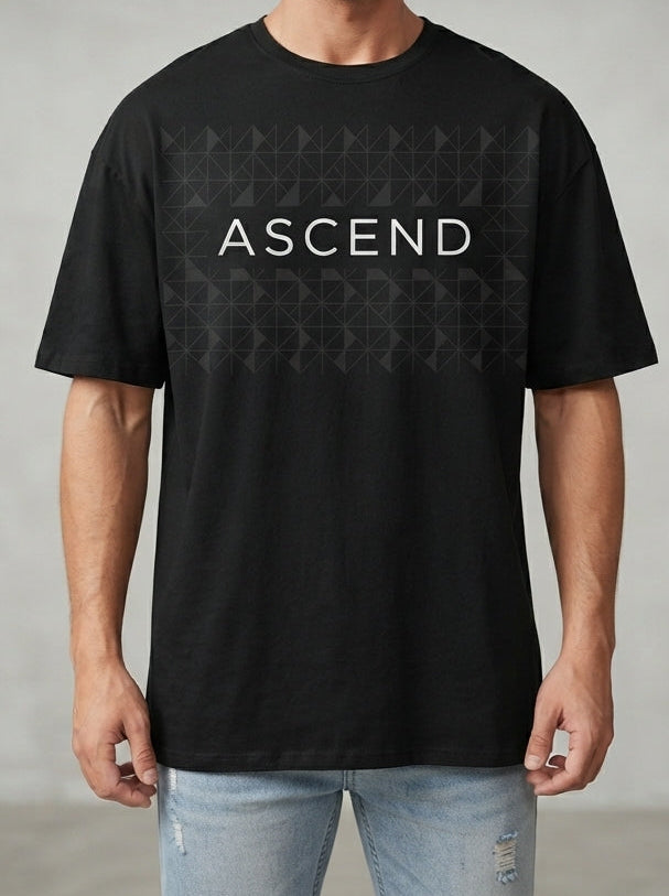 ASCEND| Geometric Grid Oversized T-Shirt |